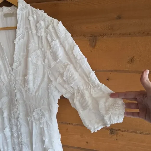 Vita Grace Dress Sierra Embroidered Cotton Summer Day Floral White Button Boho - Picture 4 of 8